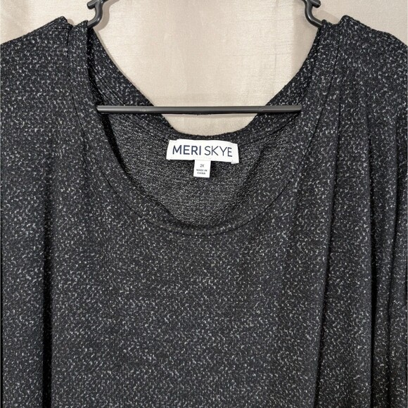 Meri Skye Sweater Long Tunic Women's 2X Charcoal Gray V-Neck Long Sleeve Casual - Picture 10 of 15